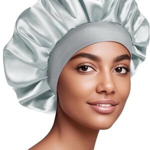 Satin Sleep Bonnet for Women - Silver